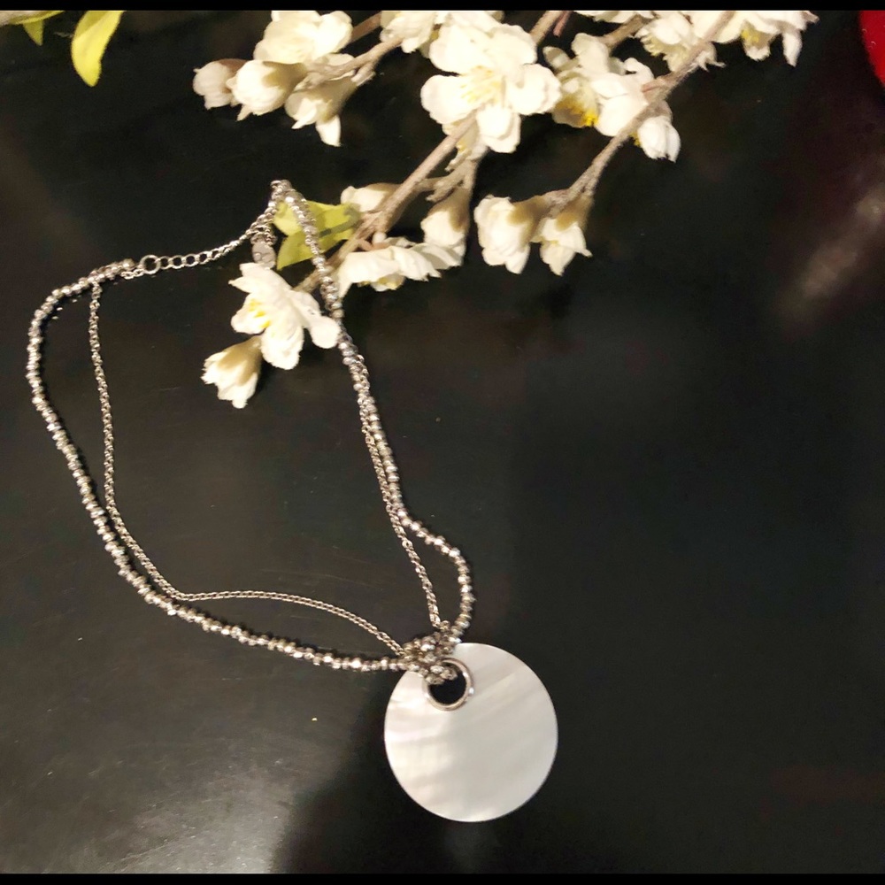 Silver Necklace with White Seashell Pendant